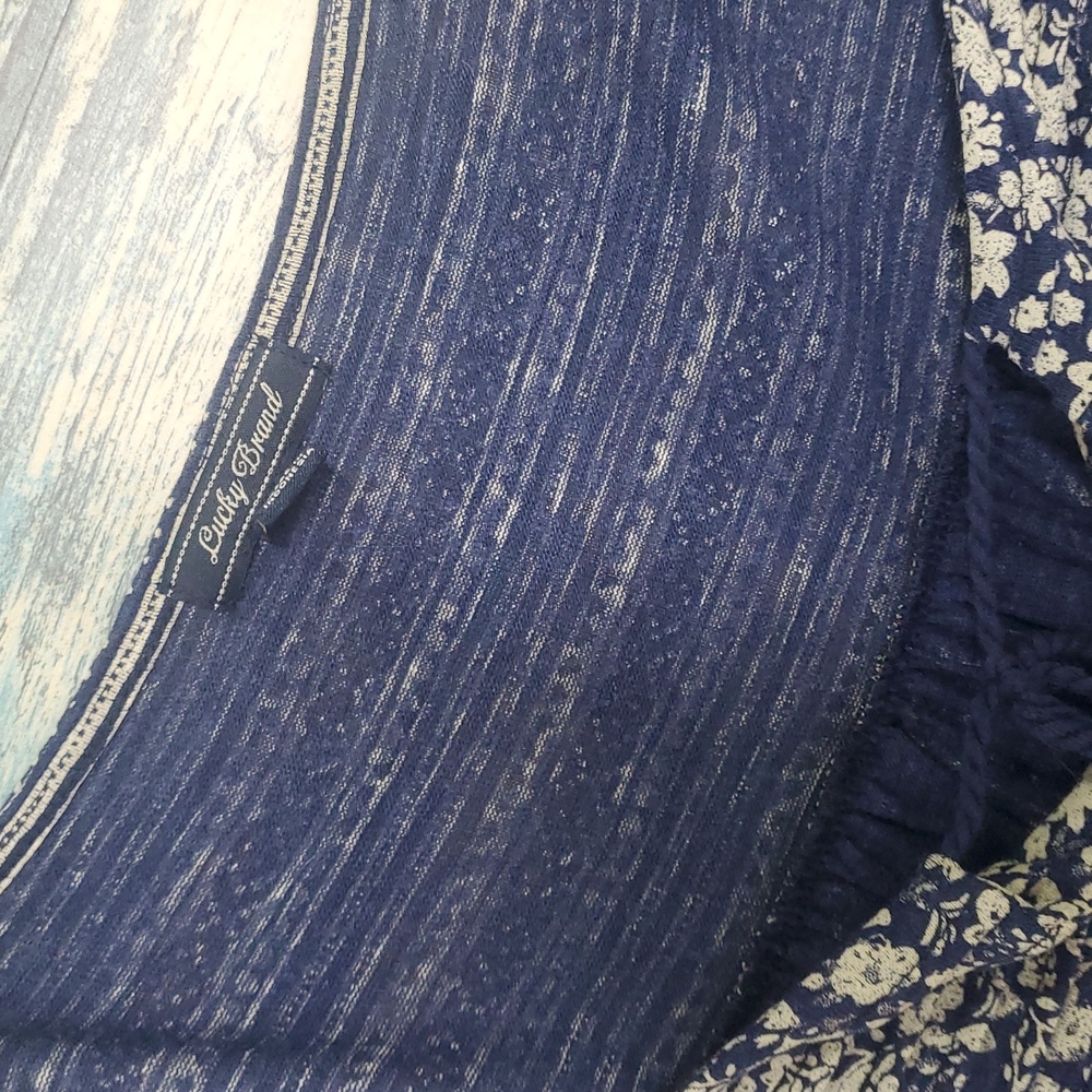 Lucky Brand Navy and White Patterned Top - Picture 4 of 7